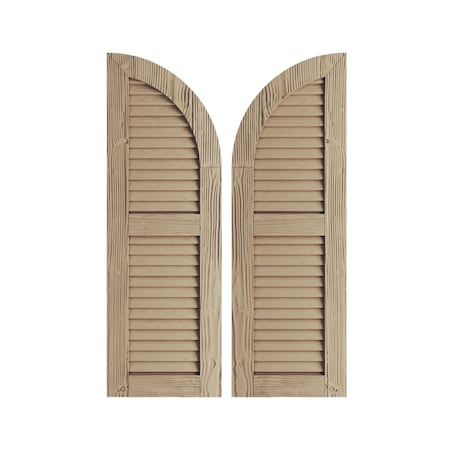 Sandblasted 2 Equal Louver W/Quarter Round Arch Top Faux Wood Shutters, 15W X 84H (69 Low Side)